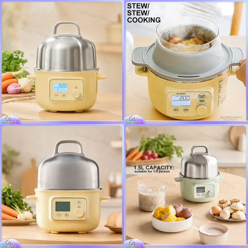Kitchen Appliances Small - 1.5L Electric Steamer Pot with Timer