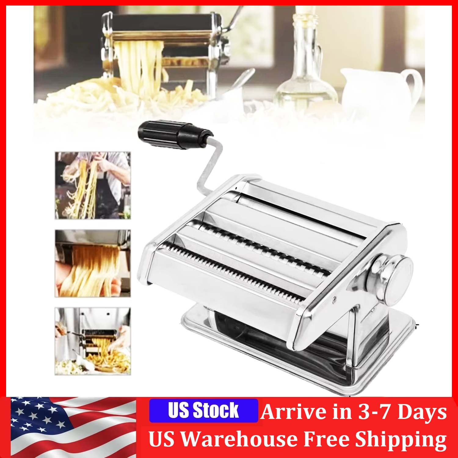 Pasta Machine Electric - Pasta Maker Machine Stainless Steel Adjustable