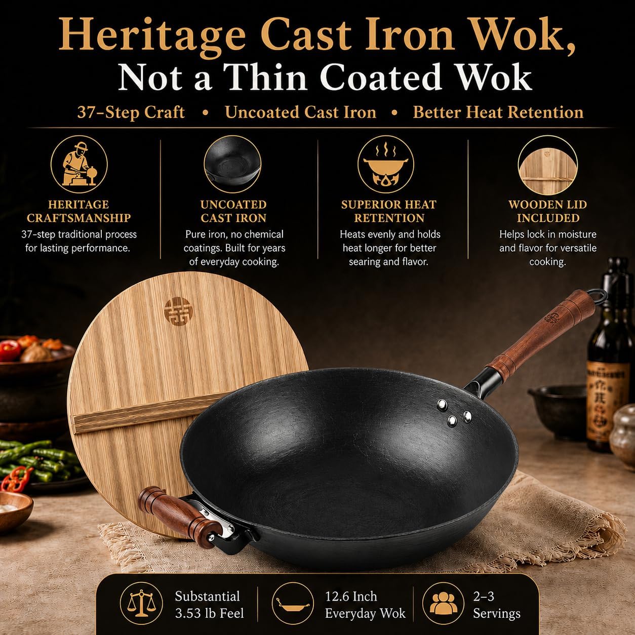 12.6 Inch Cast Iron Wok with W – Wok Electric Flat Bewertung und Preis