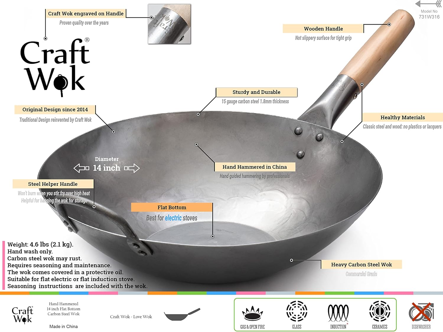 14 Inch Flat Bottom Carbon Ste – Wok Electric Flat Bewertung und Preis