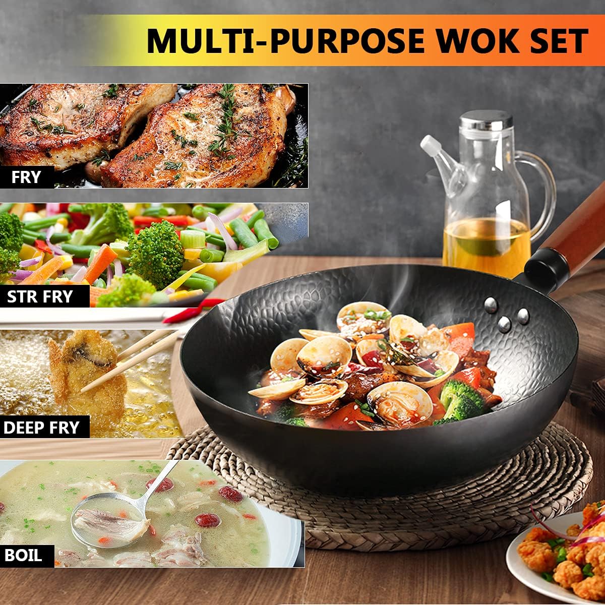 14 Piece Carbon Steel Wok Pan  – Wok Electric Flat Bewertung und Preis